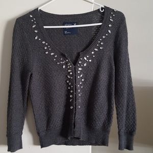 Embellished charcoal cardnigan